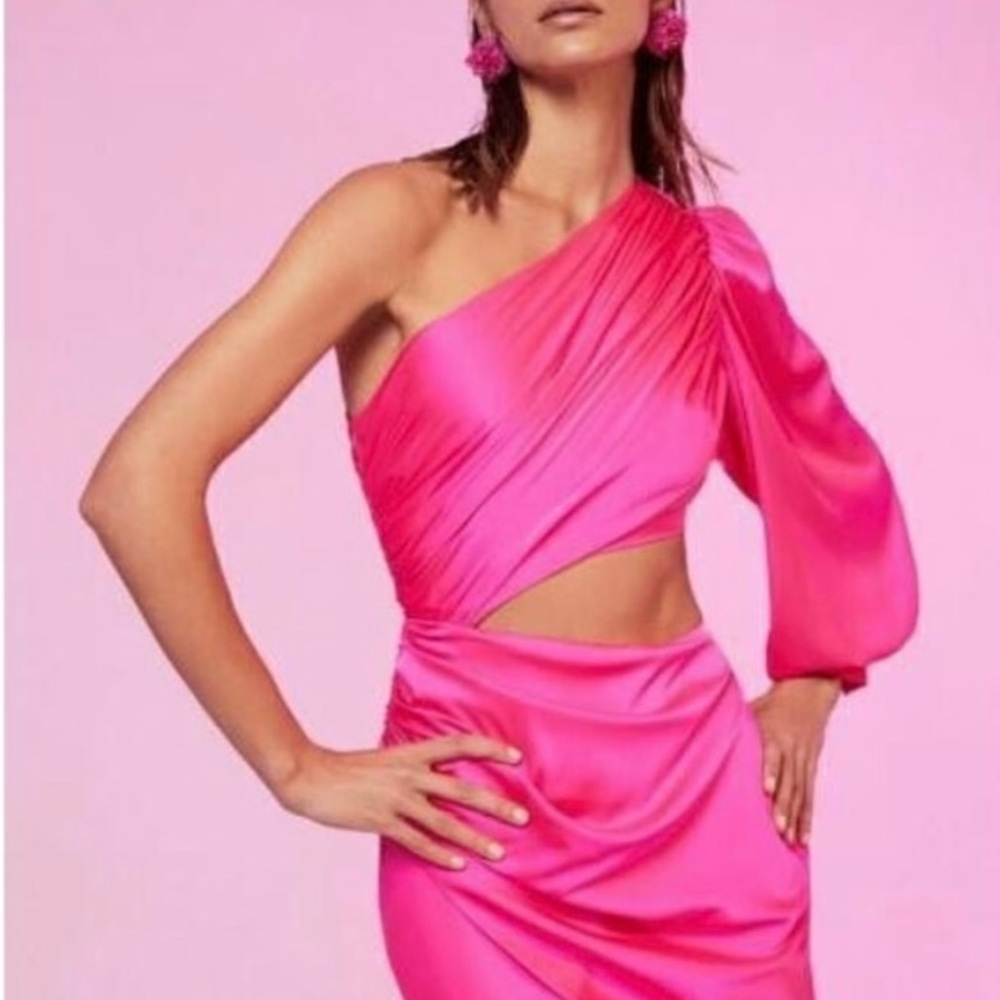 NWT GiGi’s Elegant Hot Pink One-Shoulder Dress XS - Picture 2 of 10